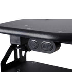 Rocelco 37.4" EDR Electric Desk Riser with Enhanced Vertical Range and AC-USB - Black-Full size 31.8" x 11.8" fixed keyboard tray holds keyboard or laptop