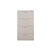 ProSource 30" Lateral File Cabinet, 4-Drawer, Grey-Fixed-front drawers with designer-style metal handles
