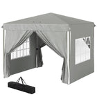 Outsunny 10 ft W x 10 ft L Pop-Up Canopy Tent with Sidewalls and Carry Bag - Grey-The pop-up design allows for quick setup and takedown