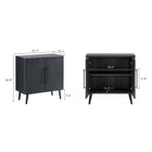 Manhattan Comfort Jodie 31.1" Mid-Century Modern Accent Cabinet - Charcoal Grey-Manufactured Wood Ribbed Doors with Soft Close Features and Sleek Black Metal Handles