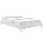 Modway Gwyneth Tufted Performance Velvet Queen Platform Bed with Gold Metal Legs - White-9