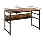HOMCOM Adjustable Drafting Table with Storage Shelf - 47.25" L x 23.5" W x 29.5" H - Rustic Brown-Features an open shelf below for storage supplies 