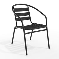 Flash Furniture Black Metal Restaurant Stack Chair with Aluminum Slats-Stackable Cafe Chair