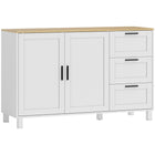 HOMCOM Modern 47.2" L Sideboard Buffet Cabinet with Soft-Close Doors - White-Wide tabletop provides space for coffee prep or food warming