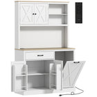 HOMCOM 69" H Cabinet with Charging Station - White-Three cabinets, a large drawer, and adjustable shelves store daily essentials 