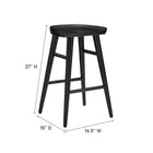 Modway Saville Backless Wood Counter Stools - Black - Set of 2-Contoured Saddle Seat
