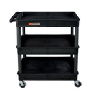 Luxor 3 Shelf Tub Cart, Black, (TC111-B)-This Black TC111 cart is three tub shelves 24”D x 32”W x 37 1/4”H. Clearance between shelves is 10 3/4".