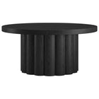 Hudson&Canal Olie Round Fluted Coffee Table - 32" W - Black Grain-A contemporary and Scandinavian inspired design for your living room, den, and more