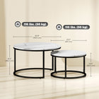 HOMCOM 31" Round Nesting Tables with Faux Marbled Top - White - 2 Pack-Stackable when not in use for space-saving