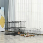 PawHut 28" H 46-Panel Guinea Pig and Rabbit Playpen with Door-Open and visible design allows you can interact with your animals from all sides 