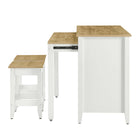 Modway Garland 3-Piece Kitchen Island and Stool Set - Oak White-8