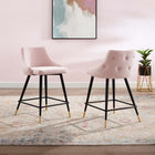 Modway Adorn Performance Velvet Counter Stool - Pink - Set of 2-Performance Velvet Polyester Upholstery