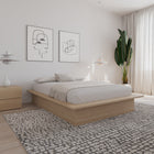 Nexera - Lit plateforme double Malibu en chêne blond naturel-Pas de sommier nécessaire : Compatible avec votre matelas préféré (vendu séparément), il inclut des supports centraux fiables