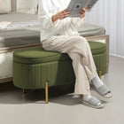 HOMCOM Channel Tufted Upholstered Bedroom Ottoman Bench - Dark Green-Soft, velvet-feel fabric offers luxurious, skin-friendly comfort