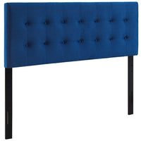 Modway Emily Biscuit Tufted Performance Velvet Queen Headboard - Navy-Luxurious Modern Queen Headboard