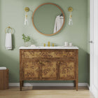 Modway Elysian 48" Wood Single Sink Bathroom Vanity - White/Brown-8" Centerset Holes