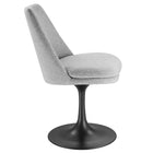 Modway Lippa Swivel Dining Upholstered Side Chair - Black Light Grey-Plastic Rubber Ring for Floor Protection