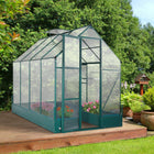 Outsunny 8' x 6' x 7' Polycarbonate Greenhouse with Raised Garden Bed and Temperature Controlled Window- UV-resistant polycarbonate sheets for optimal plant growth
 