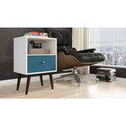 Manhattan Comfort Liberty 1.0 Nightstand, White and Aqua Blue (203AMC64)-Upon Assembly, Measures: 17.72" Length, 27.09" Height, 14.7" Depth.