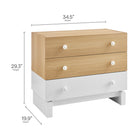 Modway Nolia 3-Drawer Color Block Dresser - Oak White-Full-Glide Storage Drawers with Round Knob Handles