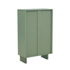 Manhattan Comfort Ella 31.5" Modern Accent Cabinet - Sage Green-MDF/MDP: Cleaning: Wipe with a damp cloth, avoiding excessive moisture. Avoid: Harsh chemicals or abrasive cleaners that can damage the surface. Care: Keep away from excessive humidity, as product can swell or warp when exposed to water or moisture. Protection: Use coasters or mats to avoid scratches or stains