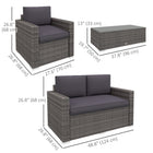 Outsunny 4-Piece Patio Furniture Set - Grey-Leveling feet adjust slightly to help raise or lower on the floor
