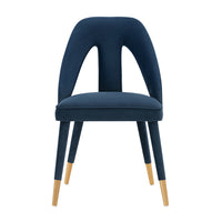 Manhattan Comfort Neda 20.87" Modern Velvet Upholstered Dining Chair - Midnight Blue-Modern Dining Chair for Dining Room and Task Chair Usage
