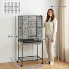 PawHut 56" Rolling Parrot Cage with Detachable Rolling-Large front, side, and feeding doors for easy access
