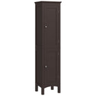 Kleankin Tall Bathroom Storage Cabinet with Adjustable Shelves - Dark Brown-Enclosed cabinets neatly arrange your collection of bathroom essentials