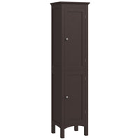 Kleankin Tall Bathroom Storage Cabinet with Adjustable Shelves - Dark Brown-Enclosed cabinets neatly arrange your collection of bathroom essentials