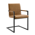Modway Savoy Vegan Leather Dining Chairs - Tan - 2 Pack-Dense Foam Padding