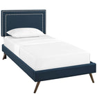 Modway Virginia Fabric Twin Platform Bed with Round Splayed Legs - Azure-Wood Frame / Particleboard Panel