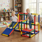 Qaba Kids Climbing Structure with Slide and Platform - Mixed Colour-Bright, classic colors create an engaging and fun play space 
