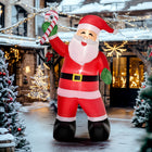 HOMCOM 8' Lit Inflatable Santa with Candy Cane Christmas Yard Decoration-Certified IP44 polyester cloth is suited for indoor and outdoor use