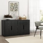Manhattan Comfort Rivington 60" Modern 4-Door Sideboard - Black-4 spacious tiers provide generous hidden storage for dining storage, living room organization, or entryway styling