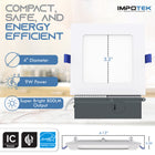 Impotek 4" Square LED 9W 5CCT Dimmable Recessed Ceiling Light - 4 Pack-5 Year Limited Manufacturer Warranty