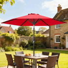 Outsunny Patio Umbrella with 6 Ribs - 7.5' - Wine Red-Quickly adjust the umbrella angle with a simple push-button control