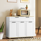 HOMCOM 40" Modern Sideboard Buffet Cabinet with Drawers & Storage Doors - White-Wood grain top and white body create a chic modern industrial style