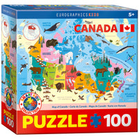 Eurographics Illustrated Map of Canada Puzzle - 100 Pieces-Recycled board