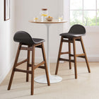 Modway Juno Wood Bar Stool - Brown - Set of 2-Faux Leather Seats