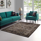 Modway Minu Distressed Floral Lattice Area Rug - 4 ft W x 6 ft L - Black Yellow/Orange-Tight Low Pile Weave