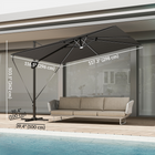 Outsunny Offset Cantilever Patio Umbrella with Solar Lights - 10' x 9.7' - Dark Grey-360° rotation and 5-position tilting canopy provide customizable shade