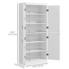 HOMCOM 69.5" H 6-Tier Kitchen Pantry Cabinet with 4 Doors - White-Great for kitchen, bathroom, living room, study and laundry room 