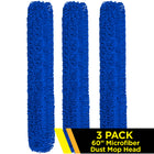 Gritt Commercial Microfiber Looped Dust Mop Pad Head - 60" x 5" - Blue - 3 Pack-Easily launderable for increased longevity