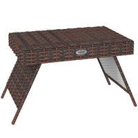 Outsunny Outdoor Rattan Foldable End Table - Brown-Weather resistant PE Rattan wicker top with plastic board underneath  