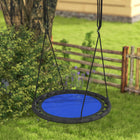 Qaba Kids Saucer Tree Swing - 39" Round - Navy Blue-Texteline material is waterproof, easily washable 