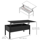 HOMCOM 39" Modern Lift Top Coffee Table with Hidden Storage Compartment - Black-Rectangle design creates a unique, cutting edge look