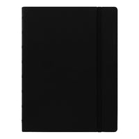 Filofax A5 Size Notebook, 8-1/4" x 5-3/16", 112 Pages, Black-Cover with integral reinforcement that can be folded open by a full 360-degree