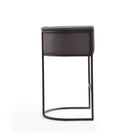 Manhattan Comfort Cosmopolitan 23.7" Mid-Century Modern Faux Leather Upholstered Bar Stool - Pebble and Black - 3 Pack-Seat Height: 29.5"