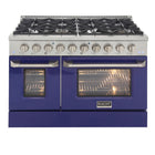 Kucht 48" KDF Series Pro Style Propane Ready Dual Fuel Range - Stainless Steel/Blue-Cook and bake like a pro with 2 separate ovens with large oven windows, the main is a heavy-duty blue porcelain oven with 4.2 cu. ft. of capacity while the additional side oven has 2.5 cu. Ft